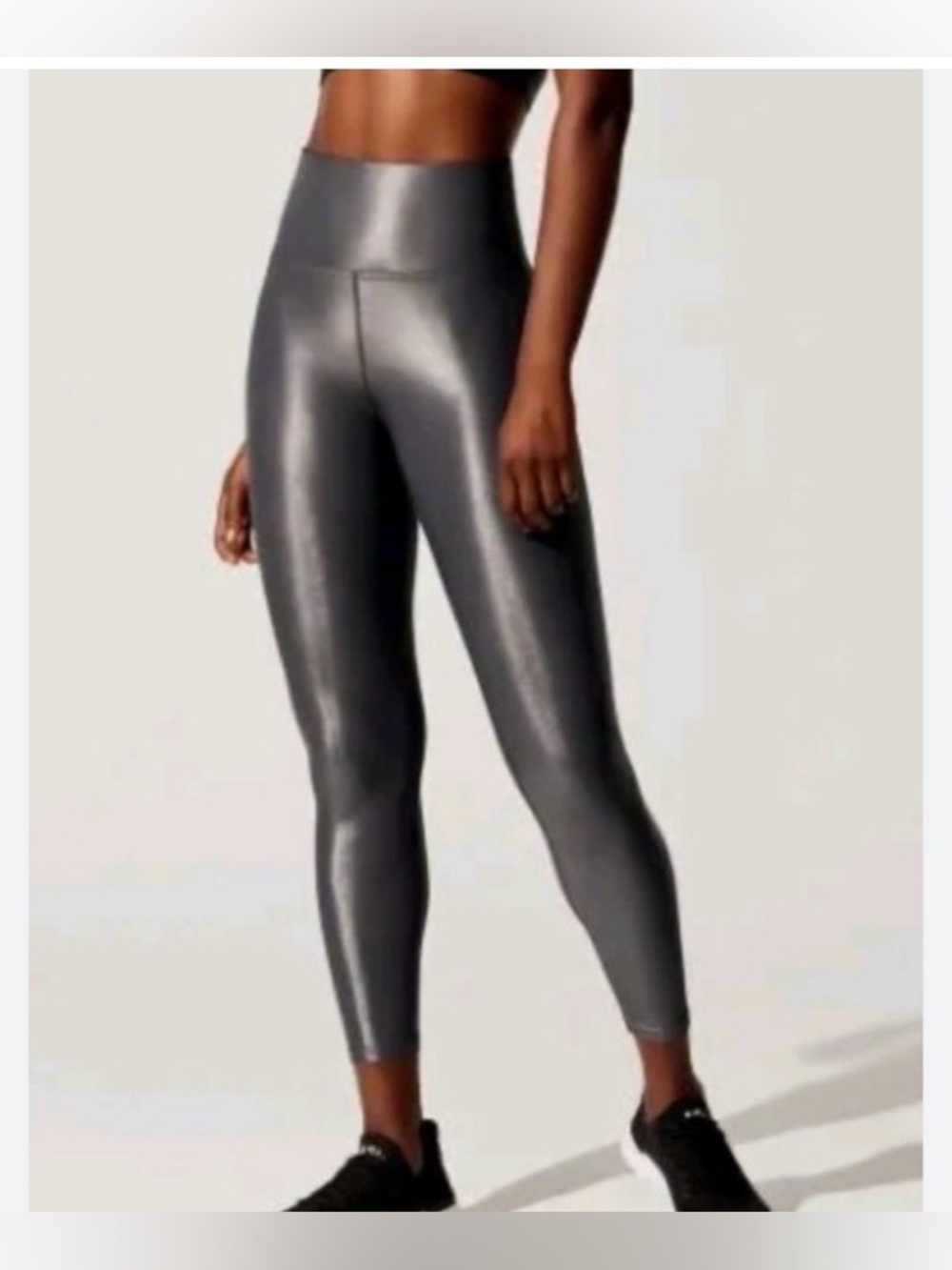 High-Waist Metallic Gray Active Leggings